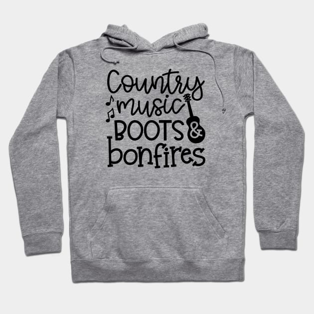 Country Music Boots and Bonfires Guitar Cute Hoodie by GlimmerDesigns